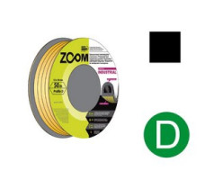 Уплотнитель гаражный "D" 12ммх10мм черный сдвоенный профиль (2х25м) ZOOM INDUSTRIAL