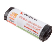 Пакеты для мусора особопрочные с затяжкой, 35 л, 15 шт., PERFECTO LINEA