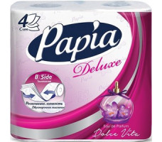 PAPIA бумага туалетная белая Deluxe Дольче Вита четырехслойная 4шт
