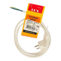 Шнур сетевой LUX V3 ПВС 1.5 м с вилкой с з/к Белый 3х0.75 Китай Шнур сетевой LUX V3 ПВС 1.5 м с вилкой с з/к Белый 3х0.75 Китай