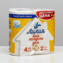 Бумага туалетная двухслойная Лилия ромашка 4 шт.
