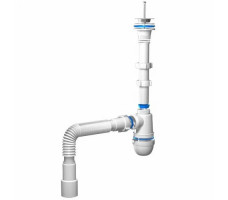 Сифон Ани 1 1/4"*40 с г/тр 40х40/50, нерж. выпуск, винт 85мм