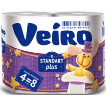 Veiro бумага туалетная Standart Plus многослойная (2 слоя) 4 шт. белая 3с24 Veiro бумага туалетная Standart Plus многослойная (2 слоя) 4 шт. белая 3с24