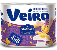 Veiro бумага туалетная Standart Plus многослойная (2 слоя) 4 шт. белая 3с24