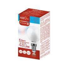 Лампа светодиодная АБВ LED лайт Шарик G45 6W 220V E14 6500K Лампа светодиодная АБВ LED лайт Шарик G45 6W 220V E14 6500K