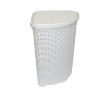 Корзина для белья "Ротанг" 60л угловая (белый), 235006