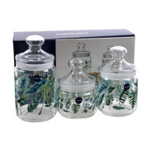 Набор банок для сып. продуктов стекл. Tropical foliage 500/750/1000мл 3шт. арт. P4834 Набор банок для сып. продуктов стекл. Tropical foliage 500/750/1000мл 3шт. арт. P4834