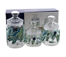 Набор банок для сып. продуктов стекл. Tropical foliage 500/750/1000мл 3шт. арт. P4834