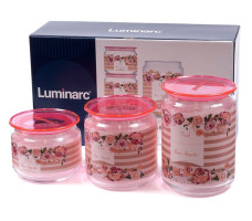 Набор банок для сыпучих продуктов стекл. Rosettes 3шт 500/750/1000мл арт. Р9213