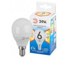 Лампа светодиодная стандарт LED P45-7W-827-E14 ЭРА QX диод. шар, 6Вт, тепл., E14