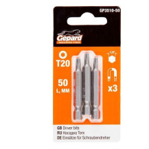 Насадка TORX T20 50мм 3шт GEPARD (GP3510-50) (бита звездочка шестилучевая звезда сталь S2 магнитная) Насадка TORX T20 50мм 3шт GEPARD (GP3510-50) (бита звездочка шестилучевая звезда сталь S2 магнитная)