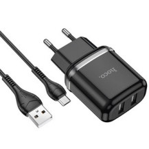 Cетевое зарядное устройство hoco N4 2USB порта черный с кабелем Micro Cетевое зарядное устройство hoco N4 2USB порта черный с кабелем Micro