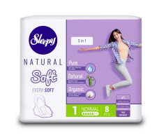 Женские гигиенические прокладки, 8 шт (СЗ) Sleepy Natural SOFT EXTRA SOFT 3 в 1 Normal