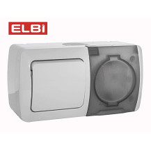 Блок выключатель 1-кл и розетка с крышкой с/з, наружная EL-BI Eva IP54, 554-011500-920 Блок выключатель 1-кл и розетка с крышкой с/з, наружная EL-BI Eva IP54, 554-011500-920