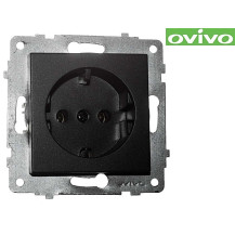 Розетка Ovivo с заземлением ,черный, механизм арт.600-000317-217 Розетка Ovivo с заземлением ,черный, механизм арт.600-000317-217
