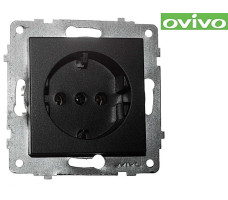 Розетка Ovivo с заземлением ,черный, механизм арт.600-000317-217