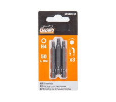 Насадка шестигранник 4мм 1/4" 50мм 3шт GEPARD (GP3400-50) (H4 Hex Shank Hexagon бита под конфирмат сталь S2 магнитная)