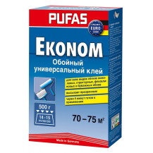 Клей обойный "PUFAS Эконом универсальный
EURO 3000", (70-75 м2), 500 г Клей обойный "PUFAS Эконом универсальный
EURO 3000", (70-75 м2), 500 г