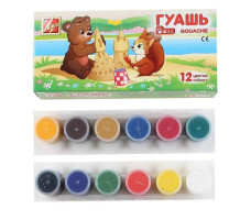 Гуашь "ZOO" 12 цветов по 15 мл, блок-тара
