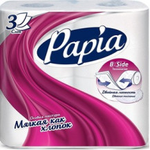 PAPIA бумага туалетная белая трехслойная 4шт