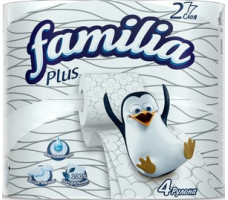 FAMILIA PLUS бумага туалетная белая двухслойная 4шт