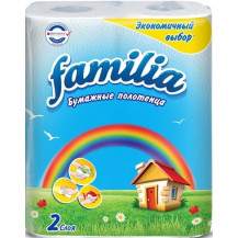 FAMILIA полотенца бумажные белые двухслойные 2шт Радуга