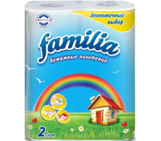 FAMILIA полотенца бумажные белые двухслойные 2шт Радуга