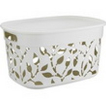 Коробка ФЛОРА12,0л (белый ротанг) с крышкой Коробка ФЛОРА12,0л (белый ротанг) с крышкой