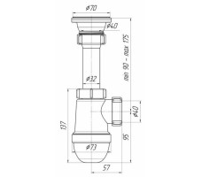 Сифон Ани 1 1/2"х40 нерж. выпуск винт 70 мм. арт. С0100