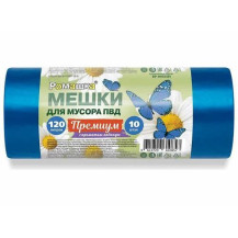 Мешки для мусора Премиум Ромашка синие 120л 10шт арт.ВР-0053 Мешки для мусора Премиум Ромашка синие 120л 10шт арт.ВР-0053