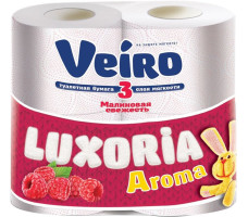 Бумага туалетная Veiro Luxoria "Малина" 3-слойная, 4 рулона