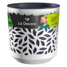Кашпо La Decoro Leaves белый/антрацит 4 л. арт. КШ-5828 Кашпо La Decoro Leaves белый/антрацит 4 л. арт. КШ-5828