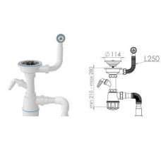 Сифон для кухни с круглым переливом AV Engineering выпуск 3 1/2 труба 1 1/2" арт.AVE129739