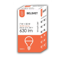 Лампа светодиодная BELSVET G45 7W/3000K/E14