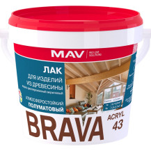 Лак BRAVA ACRYL 43 для изделий из древесины (ВД-АК-1043) бесцветный полуматовый 1 л (1 кг)