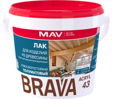 Лак BRAVA ACRYL 43 для изделий из древесины (ВД-АК-1043) бесцветный полуматовый 1 л (1 кг)