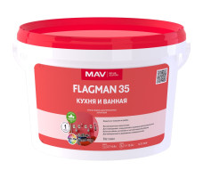 Краска FLAGMAN 35 кухня и ванная (ВД-АК-2035) белая матовая 3 л (3,3 кг)