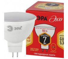 Лампа ECO LED MR16-7W-827-GU5.3  ЭРА (диод, софит, 7Вт, тепл., GU5.3)