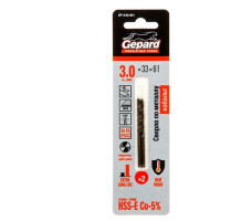 Сверло по металлу ц/х 3.0х33х61 мм HSS-Co, комплект из 2-х шт GEPARD (кобальт 5%)