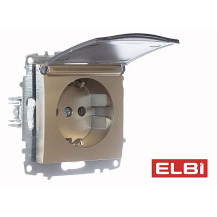 Розетка с крышкой с/з, титан EL-BI Zena-Vega 609-011400-218 Розетка с крышкой с/з, титан EL-BI Zena-Vega 609-011400-218