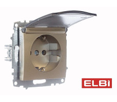 Розетка с крышкой с/з, титан EL-BI Zena-Vega 609-011400-218