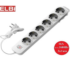 Удлинитель EL-BI Myra 6гн2м c/з с выкл,527-010202-612 Белый Турция