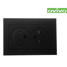 Розетка Ovivo Grano двухместная без заземления черная 400-170300-908 Розетка Ovivo Grano двухместная без заземления черная 400-170300-908