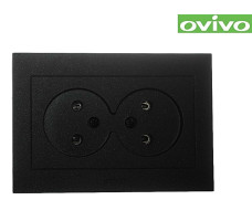 Розетка Ovivo Grano двухместная без заземления черная 400-170300-908