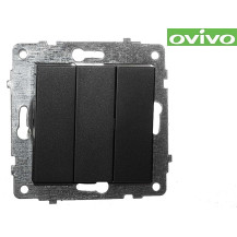 Выключатель Ovivo 3-клавишный черный 600-000217-254 Выключатель Ovivo 3-клавишный черный 600-000217-254