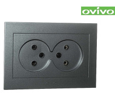 Розетка Ovivo Grano двухместная без заземления серебро 400-100300-908