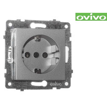 Розетка Ovivo с заземлением ,серебро, механизм арт.600-000310-217 Розетка Ovivo с заземлением ,серебро, механизм арт.600-000310-217
