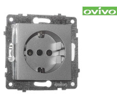 Розетка Ovivo с заземлением ,серебро, механизм арт.600-000310-217