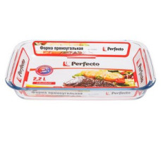 Форма из жаропрочного стекла, 2.2 л, прямоугольная, 346х206х52 мм, PERFECTO LINEA