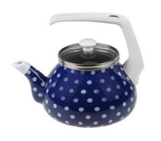 Чайник стальной эмалированный, 2.2 л, серия Горошек, PERFECTO LINEA (диаметр 11,5 см, высота 12 см подходит для всех типов плит, включая индукцию)